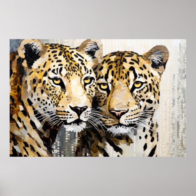 Poster Leopard Animal Art Decor Paint Mosaico (Frente)