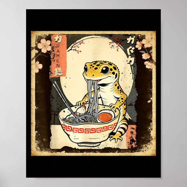 Poster Leopard Gecko Lizard Ramen Crested Gecko Japanese  (Frente)