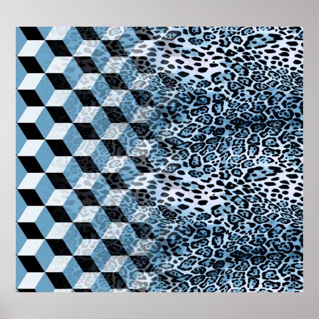 Poster Leopard Geométrico, Design de Pele Animal. (Frente)