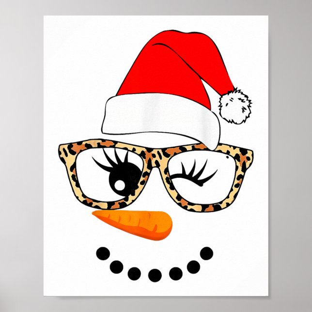 Poster Leopard Gles Papai Noel Rosto de Boneco de Neve Na (Frente)