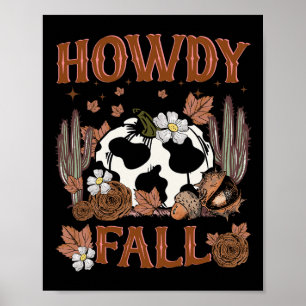Poster Leopard Howdy Fall Western Pumpkin outono Tha