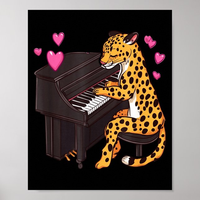 Poster Leopard Playing Ano Valentines Day Funny Leopard  (Frente)