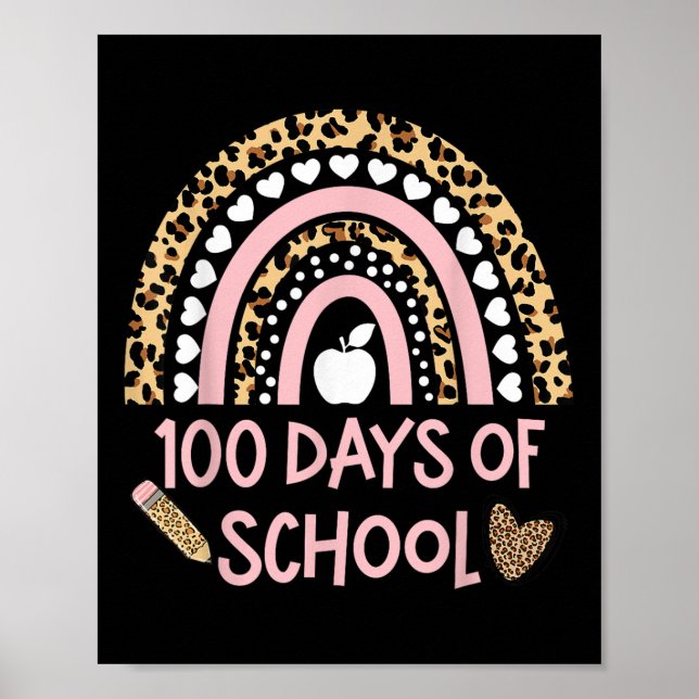 Poster Leopard Rainbow 100º Dia Da Escola, 100 Dias De Sc (Frente)