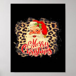 Poster Leopard Vintage Papais noeis Feliz Natal Papai Noe