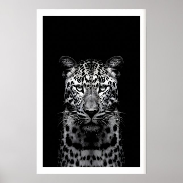 Poster Leopard Wall Art Black and White Photography (Frente)