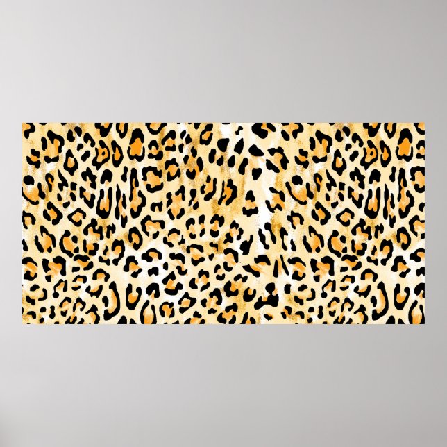 Poster leopardo amarelo e branco desenhado à mão (Frente)
