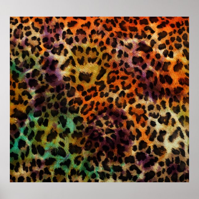 Poster Leopardo Colorido: Textura de Abstrato (Frente)
