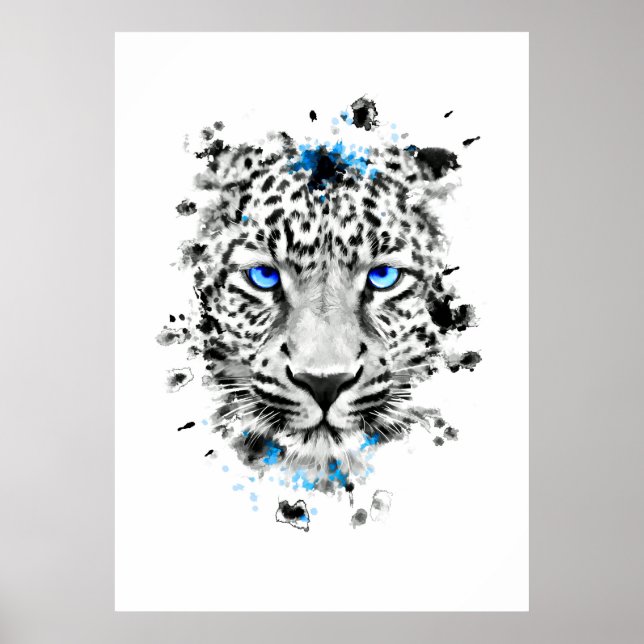 Poster Leopardo com olhos azuis (Frente)