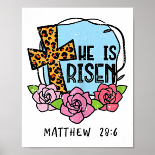 Poster Leopardo Cruz Ele Ressuscitou Páscoa Jesus Religio