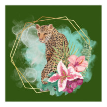 Leopardo-da-água e quadro tropical