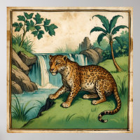 Leopardo-da-cascata charmosa medieval