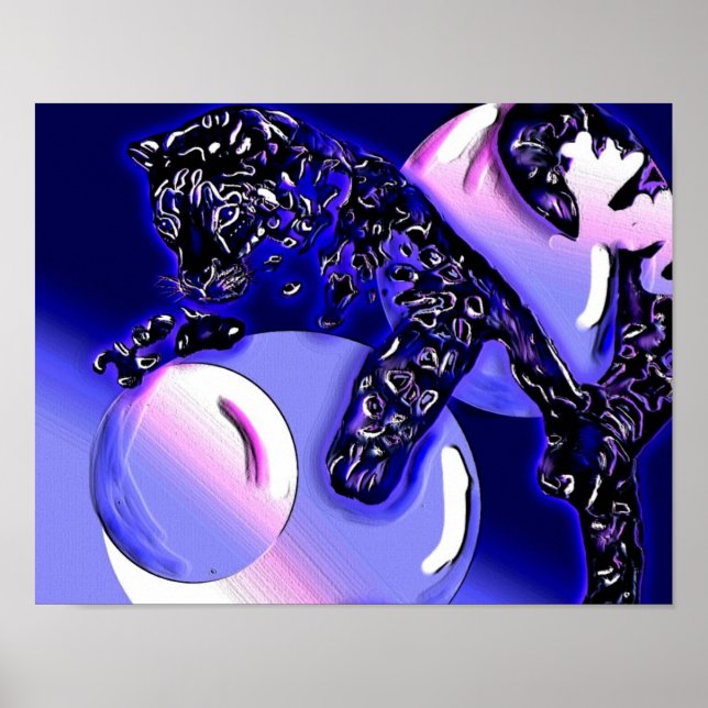 Poster leopardo-da-neve e luas (Frente)