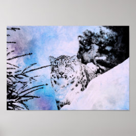 Poster Leopardo de Neve de Aquarela