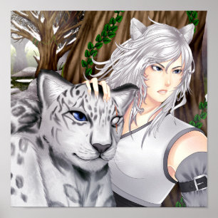 Poster Leopardo de neve do Anime decorativo