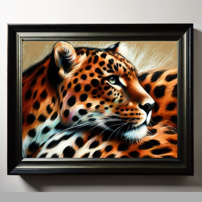 Poster Leopardo Desenho de Pastel duro (Criador carregado)