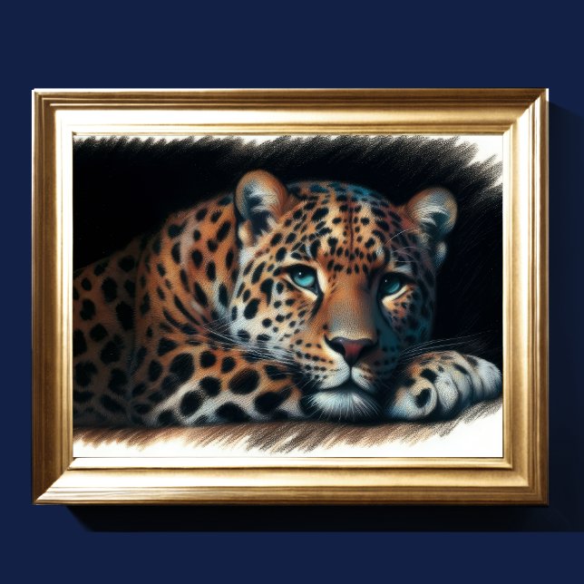 Poster Leopardo Desenho de Pastel duro (Criador carregado)