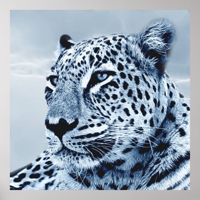 Poster Leopardo em Preto e Branco (Frente)