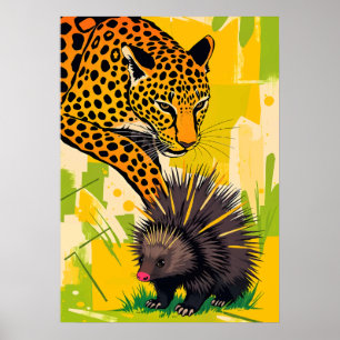 Poster Leopardo Encontra Porco-Espinho – Encontro Ousado