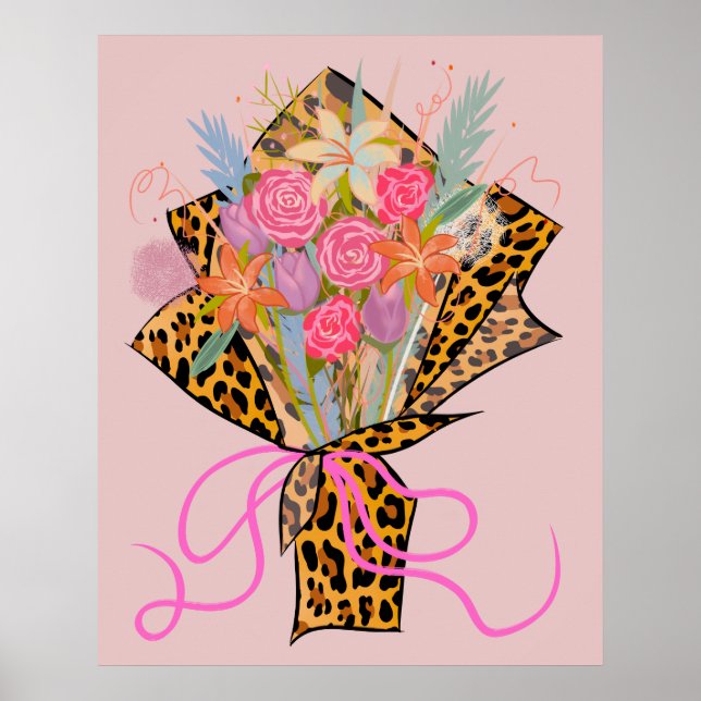 Poster Leopardo - Imprimir Buquê Wall Art (Frente)