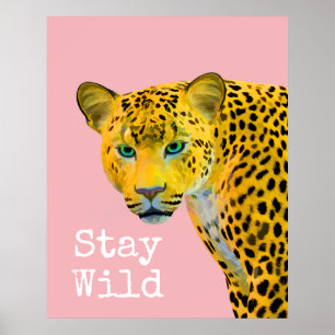 Poster Leopardo inspirador fica cor-de-rosa selvagem
