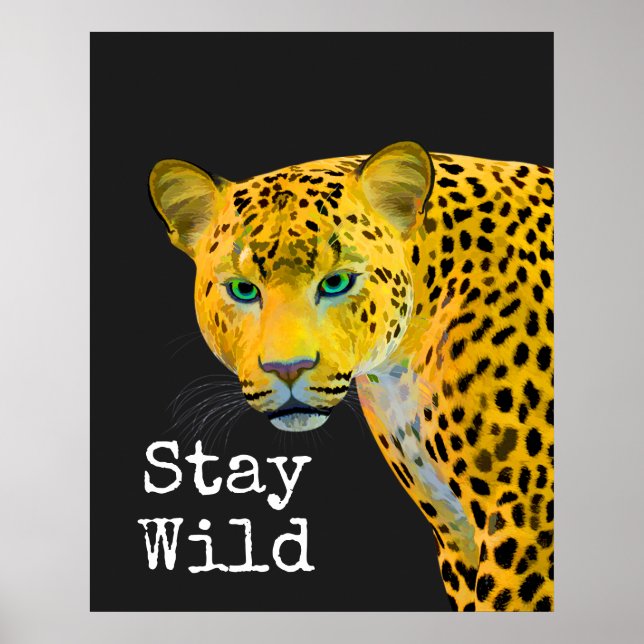 Poster Leopardo inspirador fica preto selvagem (Frente)