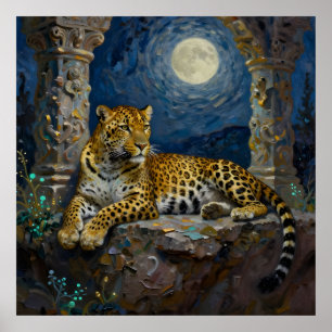 Poster Leopardo Majestoso na Saliência do Penhasco