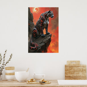 Poster Leopardo Majestoso Sob O Céu Fiery