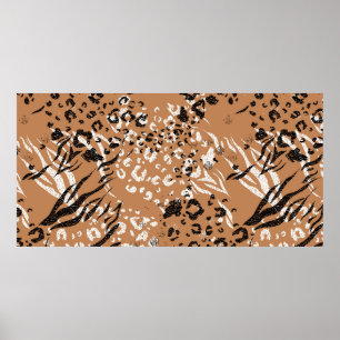 Poster Leopardo moderno. Estampa. Fundo. Natureza selvage