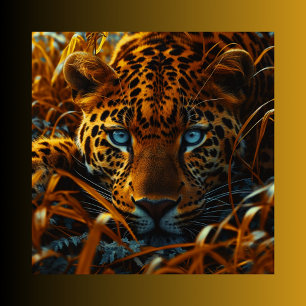 Pôster Leopardo na grama