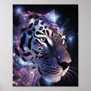 Poster Leopardo Neon Cósmico – Arte Fantástica de Grandes