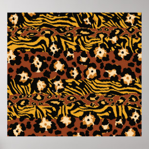 Poster Leopardo, pele de tigre, padrão selvagem.