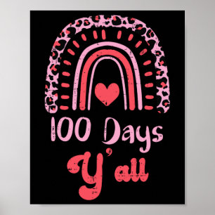 Poster Leopardo Rosa Arco-Íris 100 Dias Yall 100th Day Sc