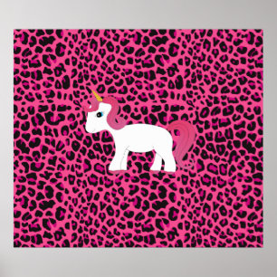 Poster Leopardo rosa-rosa-unicórnio bonito