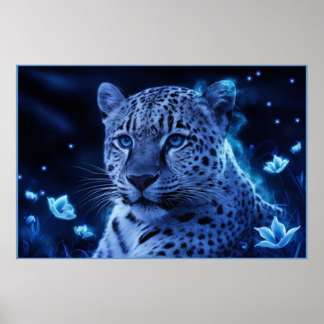 Poster Leopard's bleu 07 (Frente)