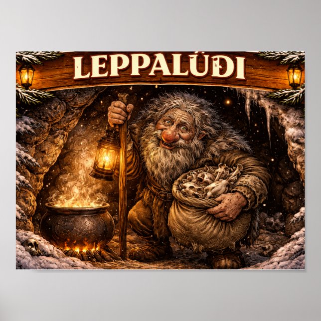 Poster Leppaludi Icelandic Yule Lad (Frente)