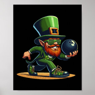 Poster Leprechaun Boliche Bowler Tee Rua.Patricks Dia Cri