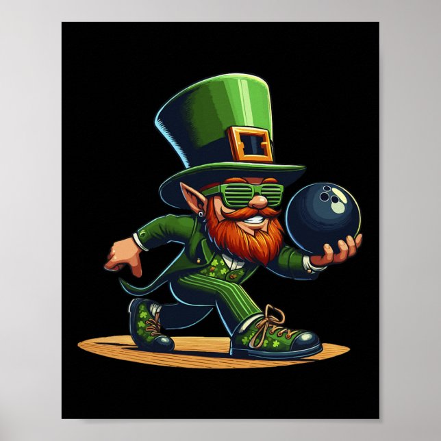 Poster Leprechaun Boliche Bowler Tee Rua.Patricks Dia Cri (Frente)