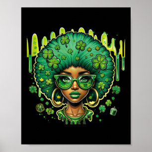 Poster Leprechaun Feminina Afro-Americana Preta Dia de Sã