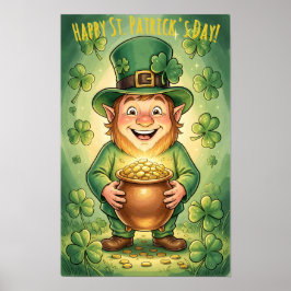 Poster Leprechaun Gnomo Personalizado Feliz Dia de São Pa