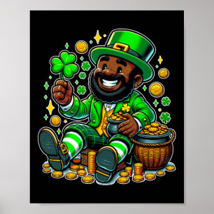 Poster Leprechaun Saint Patrick, afro-americano negro