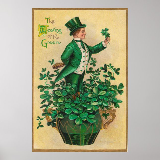 Poster Leprechaun Shamrock Clay Pipe Harp de Erin (Frente)