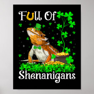 Poster Leprechaun Shamrock Leaf Bearded Dragon Rua.
