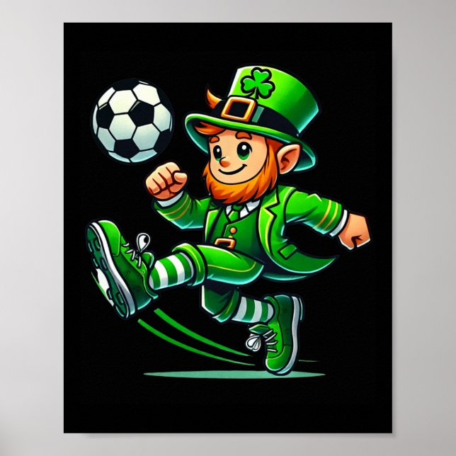 Poster Leprechaun Soccer St Patricks Day Player Boys Men  (Frente)