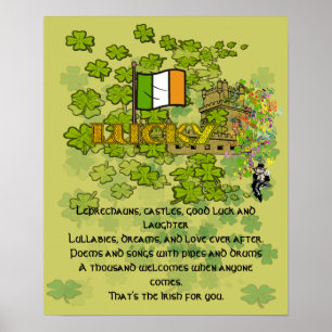 Poster Leprechauns, castelos, boa sorte e riso