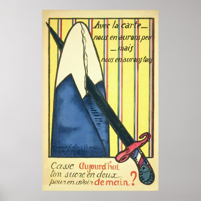 Pôster Leque do Açúcar ~ Vintage Guerra Mundial Francesa  (Frente)