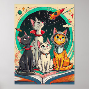 Poster Ler Abre uma Porta para Aventuras Cósmicas com Gat