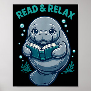 Poster Ler & relax leitor biblioteca de livros peixes