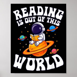Poster Ler é fora deste mundo astronauta livros engraçado