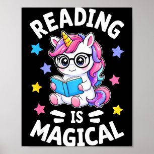 Poster Ler é mágico linda bibliotecária unicórnio biblióf