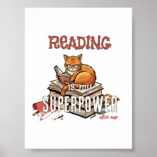 Poster Ler É Meu Superpoder Presente para Amantes de Gato